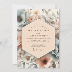 Convite Casamento Angelical de Primavera com Tons de Pêsse