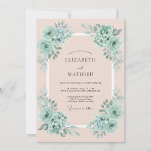 Convite Casamento Angelical de Primavera em Verde Hortelã