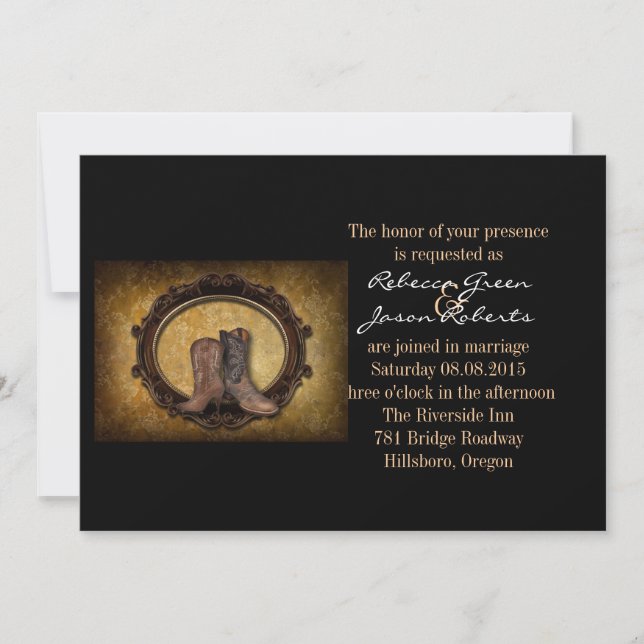 Convite casamento angustiado de cowboy do oeste (Frente)