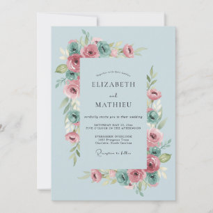 Convite Casamento Animado de Primavera Azul Pó