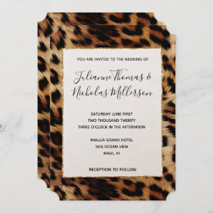 Convite Casamento Animal Brown Cream Leopard