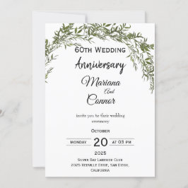 Convite Casamento Aniversário de Verde Clássico Natural