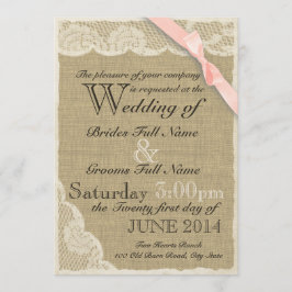 Convite Casamento Anterior de Lace Country Blush