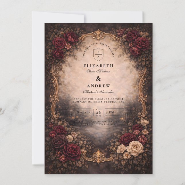 Convite Casamento Antigo Barroco Europeu (Frente)