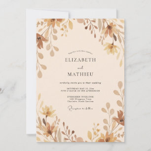 Convite Casamento Antigo com Folhas de Champanhe