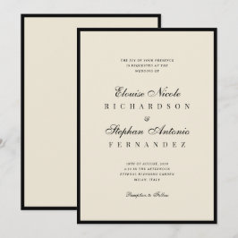 Convite Casamento Antigo com Marfim e Preto
