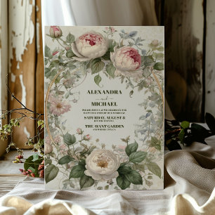 Convite Casamento Antigo Floral Art Nouveau