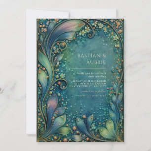 Convite Casamento Antigo Folhagem Giratória Art Nouveau