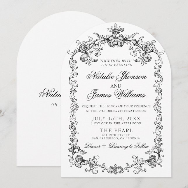 Convite Casamento Antigo Preto E Branco Dinheiro Antigo Ar (Frente/Verso)