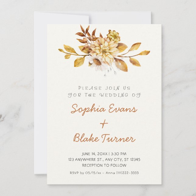 Convite Casamento Antigo Rústico Floral Branco Creme Suave (Frente)