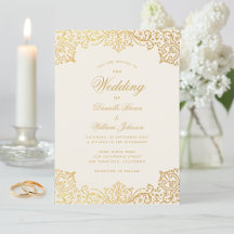 Casamento Antigo Script Dourado Elegante Marfim An