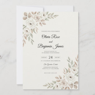 Convite Casamento Antique Champagne Taupe Folha