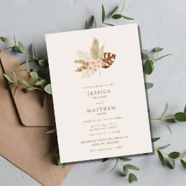 Convite Casamento ao Ar Livre Boho Outono Flores Rústico