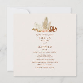 Convite Casamento ao Ar Livre com Flores de Outono Rústico