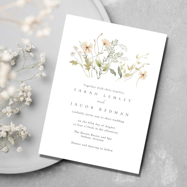 Convite Casamento ao ar livre com flores selvagens legante (Elegant Wildflowers Outdoor Wedding Invitation)
