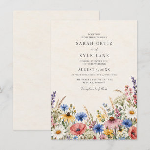 Convite Casamento ao Ar Livre com Flores Silvestres Minima