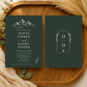 Convite Casamento ao Ar Livre em Montanhas Rústicas com Fl