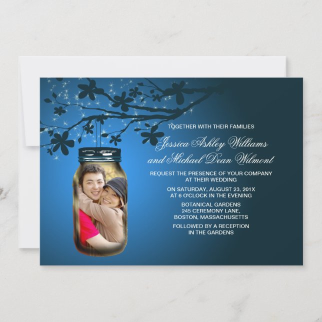 Convite Casamento ao ar livre Mason Jar Evening (Frente)