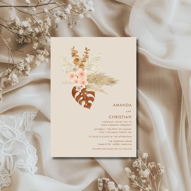 Convite Casamento ao Ar Livre Rústico com Flores de Outono (Boho Fall Flowers Rustic Outdoor Wedding Invitation)