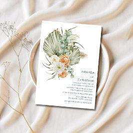 Convite Casamento ao Ar Livre Rústico com Flores de Outono