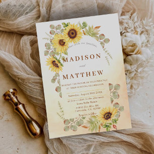 Convite Casamento ao Ar Livre Rústico Country com Girassói