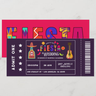 Convite Casamento ao Estilo de Bilhete de Festa Mexicana E