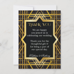 Convite Casamento ao Estilo Gatsby dos Anos 20 Obrigado