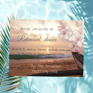 Convite Casamento ao Pôr do Sol na Praia, Jantar de Ensaio