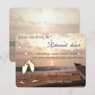 Convite Casamento ao Pôr do Sol na Praia, Óculos Jantar de