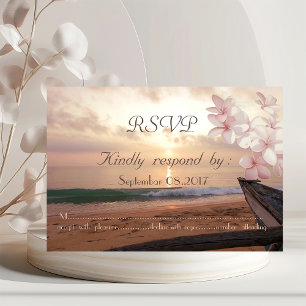 Convite Casamento ao pôr do sol na praia, Plumeria RSVP