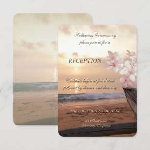 Convite Casamento ao Pôr do Sol na Praia, Recepção com Plu