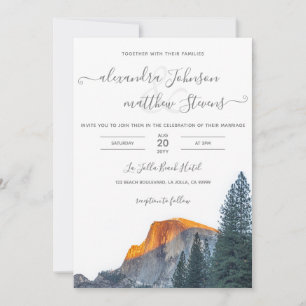 Convite Casamento ao Pôr do Sol no Half Dome de Yosemite