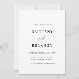 Convite Casamento ao vivo do Stream Branco Negro Moderno e