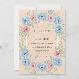 Convite Casamento Apricot Azure Ranunculus Dusty Eucalyptu