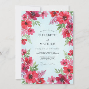 Convite Casamento Aqua Papoula Carmesim