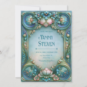 Convite Casamento Aqua Pérola Lótus