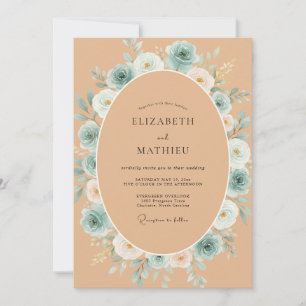 Convite Casamento Aqua Terracota Ranunculus Eucalipto