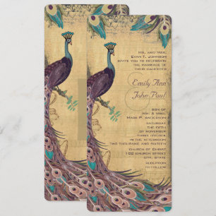 Convite Casamento Aqua Vintage Pavão Berinjela