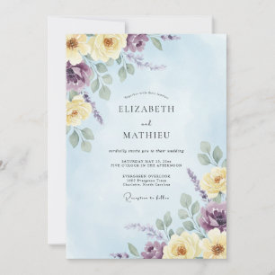 Convite Casamento Aquarela Amarelo Primula