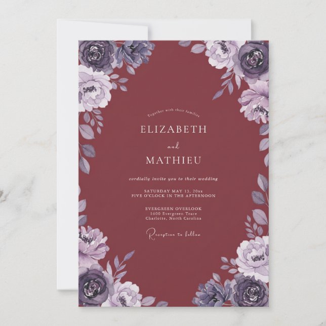 Convite Casamento Aquarela Âmbar Marrom (Frente)