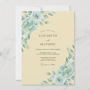 Convite Casamento Aquarela Aqua Cream