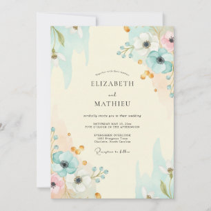Convite Casamento Aquarela Aqua Gold