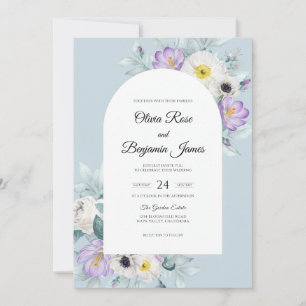 Convite Casamento Aquarela Azul Pastel