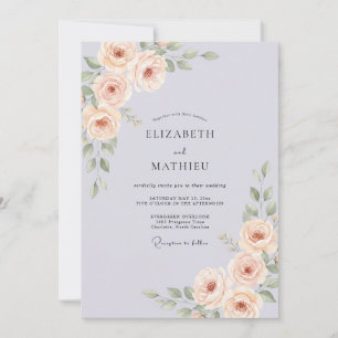 Convite Casamento Aquarela Champanhe Antiga Periwinkle