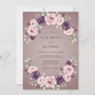 Convite Casamento Aquarela com Ágata e Ameixa
