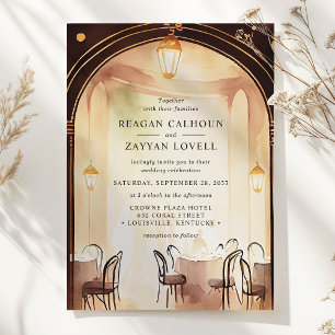 Convite Casamento Aquarela com Arcada Glamour Gatsby anos 