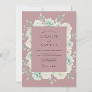 Convite Casamento Aquarela com Névoa Rosa