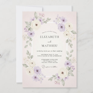 Convite Casamento Aquarela com Toque de Rosa Mauve