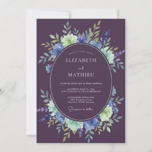 Convite Casamento Aquarela de Ameixa e Hortelã
