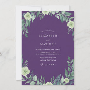 Convite Casamento Aquarela de Folhas de Ameixa
